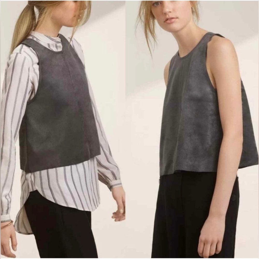 Aritzia Babaton / Faux Suede Octave Top / Black / Size M